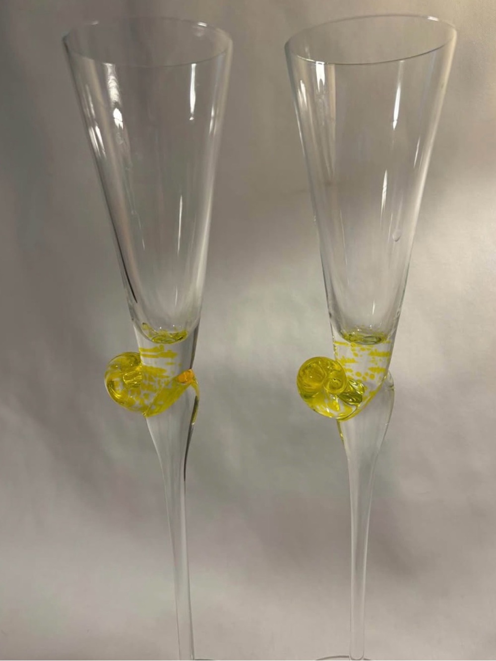 RARE..!!! vintage champagne, flute, glasses, snail art glass - Picture 9 of 13